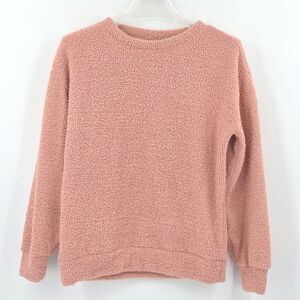 Wonderly Fuzzy Sweater Womens Size Small  Pink Crewneck Soft Faux Sherpa Fall